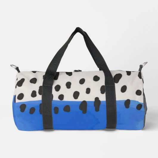 Abstract art minimal Monogram retro blue ダッフルバッグ (正面)