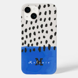 Abstract art minimal Monogram retro blue Case-Mate iPhone 14ケース