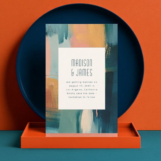 Abstract Art Modern Painting Unique Wedding セーブザデート