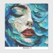 Abstract art painting female face ocean waves シール (シート)