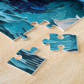 Abstract art painting female face ocean waves ジグソーパズル (側面)