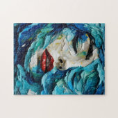 Abstract art painting female face ocean waves ジグソーパズル (横)
