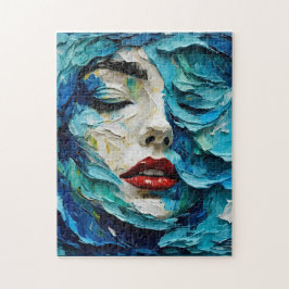 Abstract art painting female face ocean waves ジグソーパズル