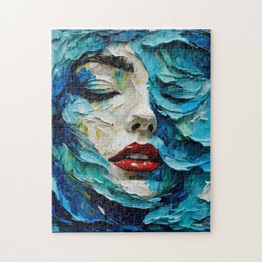 Abstract art painting female face ocean waves ジグソーパズル (縦)