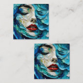 Abstract art painting female face ocean waves スクエア名刺 (正面/裏面)