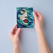 Abstract art painting female face ocean waves チラシ (手)