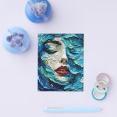 Abstract art painting female face ocean waves チラシ (シングル)