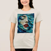 Abstract art painting female face ocean waves トライブレンドＴシャツ (正面)