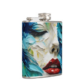 Abstract art painting female face ocean waves フラスク (右)