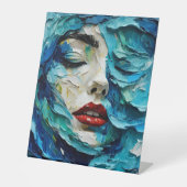 Abstract art painting female face ocean waves 台座サイン (正面)