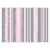 Abstract Art Pink Grey White Lines テーブルクロス (正面(横))