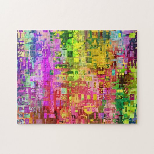 abstract art pixel digital cg colors ジグソーパズル (横)