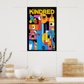 Abstract Art Poster Kindred 1995 Exhibition Print ポスター (キッチン)