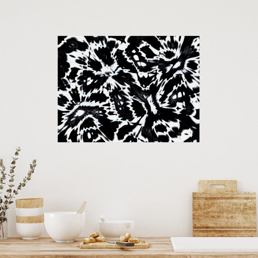 Abstract Art Poster Wild About Black White ポスター (キッチン)