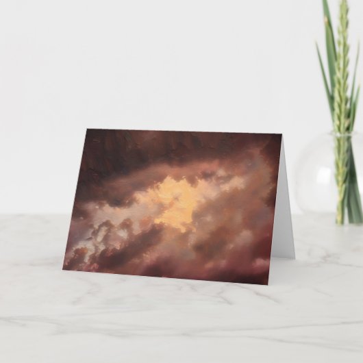 Abstract Art Stormy Sky in Gold and Mocha カード (正面)