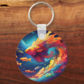 Abstract art with fish in space キーホルダー (裏面)