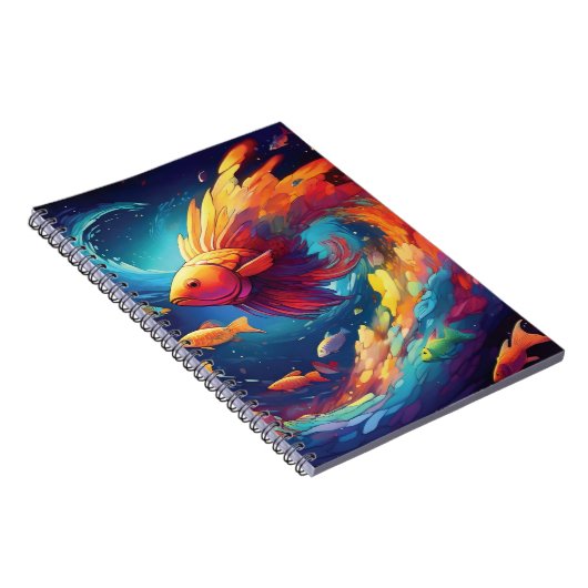 Abstract art with fish in space ノートブック (右側)