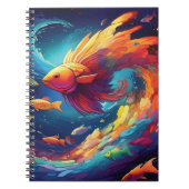 Abstract art with fish in space ノートブック (正面)