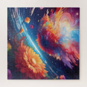 Abstract art with flowers in space ジグソーパズル (横)