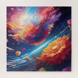 Abstract art with flowers in space ジグソーパズル