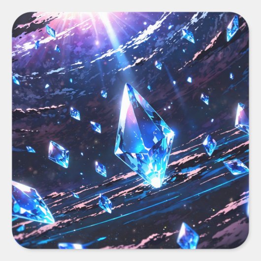 Abstract art with gemstones スクエアシール (正面)