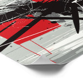 Abstract Art with Red Blocks & Black Strokes ポスター (角)