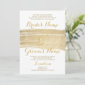 Abstract Artsy White Gold Brushstrokes Wedding 招待状 (スタンド正面)