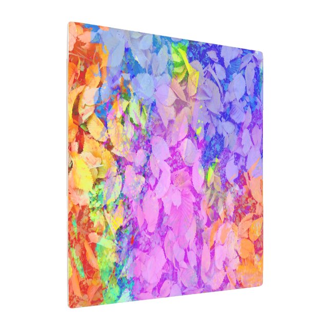 Abstract autumn leaves pattern メタルプリント (アングル)