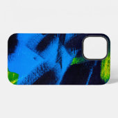 Abstract background. Acrylic black, yellow, blue, iPhoneケース (裏面横)