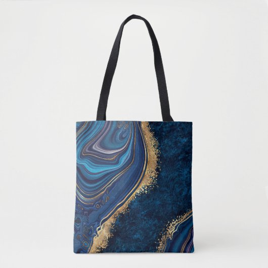 abstract background blue marble agate granite mosa トートバッグ (正面)