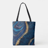abstract background blue marble agate granite mosa トートバッグ (裏面)