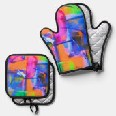 Abstract Background Colorful 鍋つかみ&鍋敷きセット (正面/裏面)