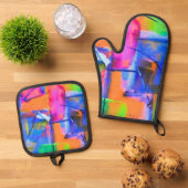 Abstract Background Colorful 鍋つかみ&鍋敷きセット (トップダウン)