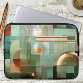 Abstract Bauhaus Green Gold Laptop Sleeve ラップトップスリーブ
