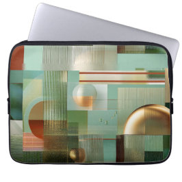 Abstract Bauhaus Green Gold Laptop Sleeve ラップトップスリーブ