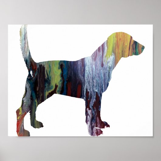 Abstract Beagle Silhouette ポスター (正面)