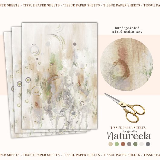 Abstract Beige Gray Decoupage Tissue Paper 薄葉紙