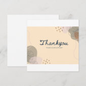 Abstract Beige Thank You Card – Minimalist Leaf &  サンキューカード (正面/裏面)