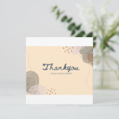 Abstract Beige Thank You Card – Minimalist Leaf &  サンキューカード (スタンド正面)