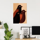 Abstract Bird Wall Art Trio of Geometric Birds in ポスター (ホームオフィス)