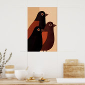 Abstract Bird Wall Art Trio of Geometric Birds in ポスター (キッチン)
