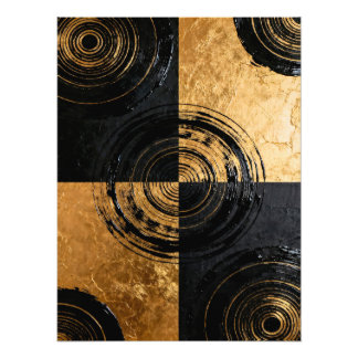 Abstract Black and Gold Circles フォトプリント