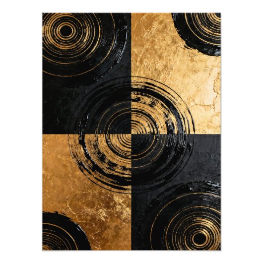 Abstract Black and Gold Circles フォトプリント (正面)