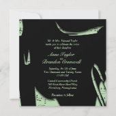 Abstract Black and Green Music Wedding Invitation 招待状 (正面)