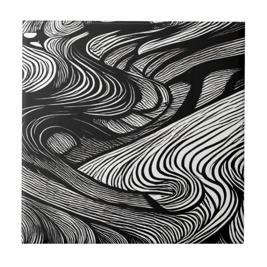 ABSTRACT BLACK AND WHITE タイル (正面)