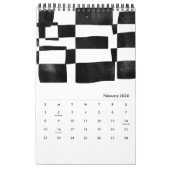 Abstract Black and White Art Calendar カレンダー (2月 2026)