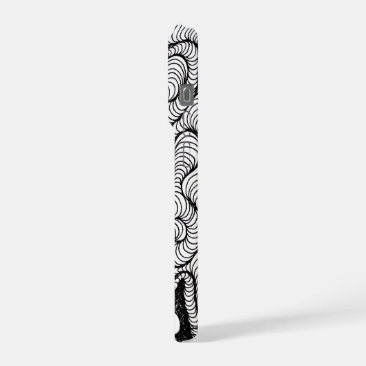 Abstract Black and White Doodle Art iPhoneケース (左側面)