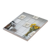 Abstract Black And White Floral タイル (側面)