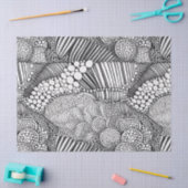 Abstract Black and White Geometric Doodle (6) 薄葉紙 (クラフト)
