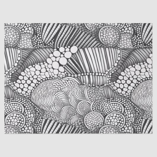 Abstract Black and White Geometric Doodle (6) 薄葉紙 (正面)